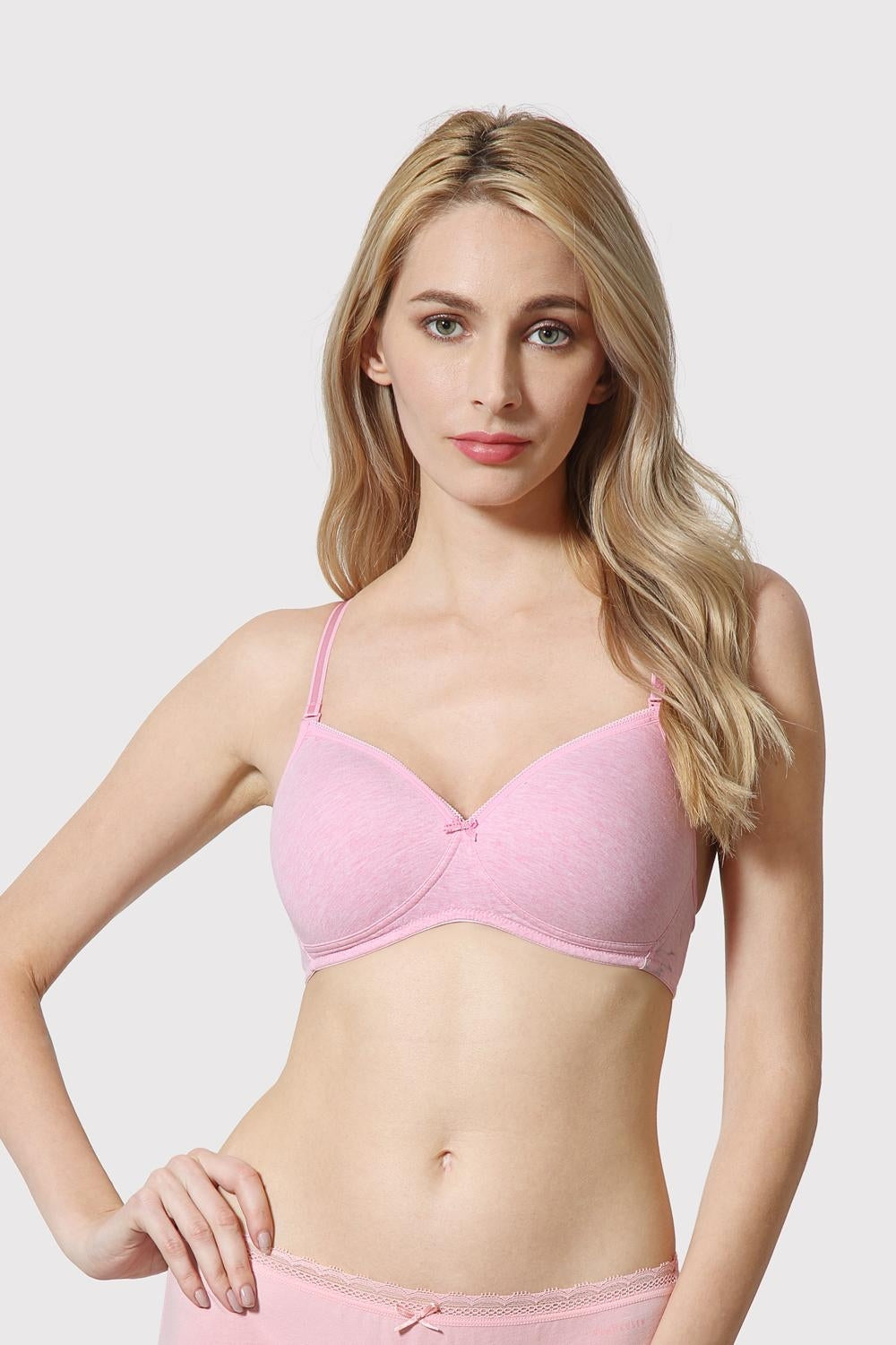 Women's Pink Solid Hook Bra