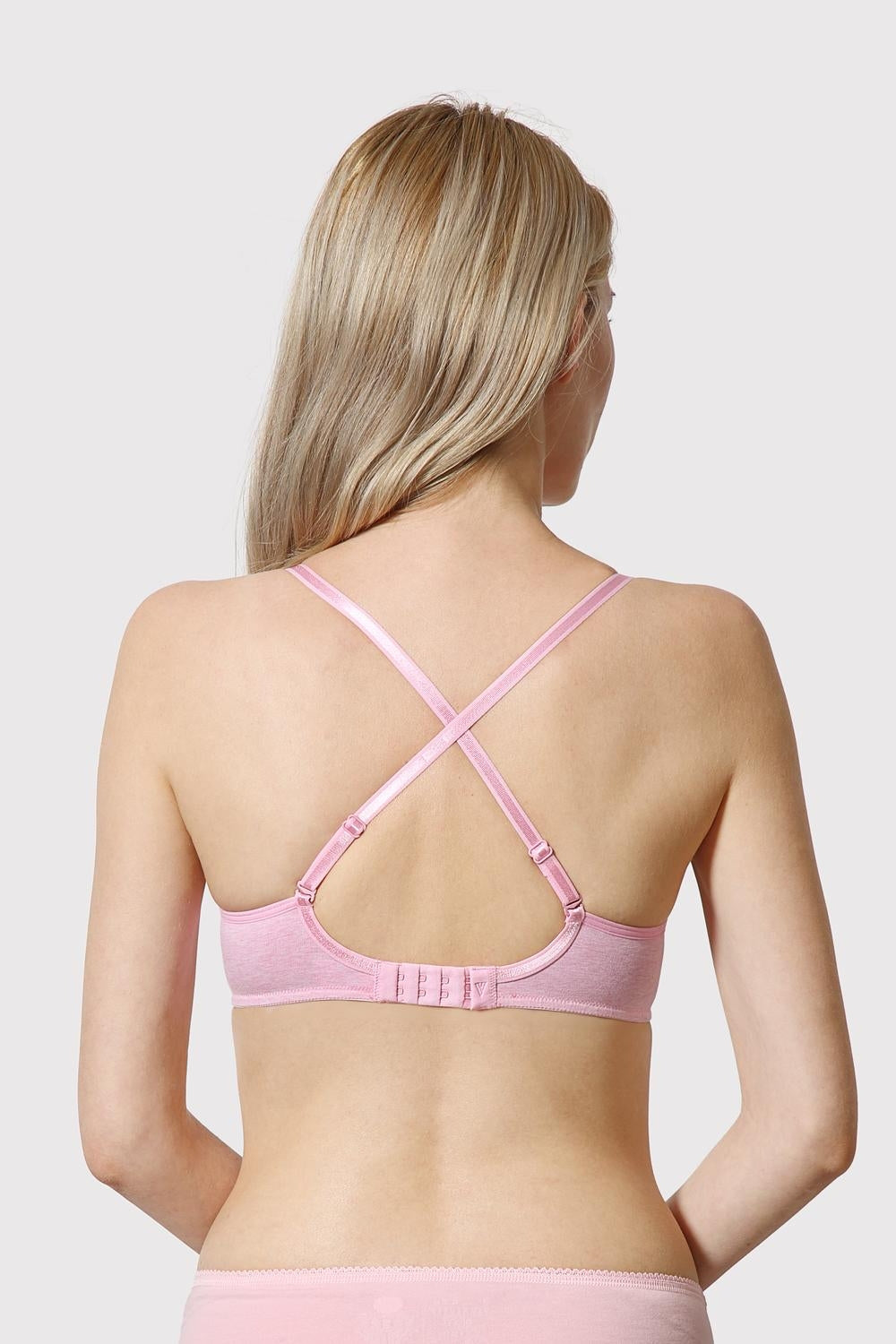 Women's Pink Solid Hook Bra