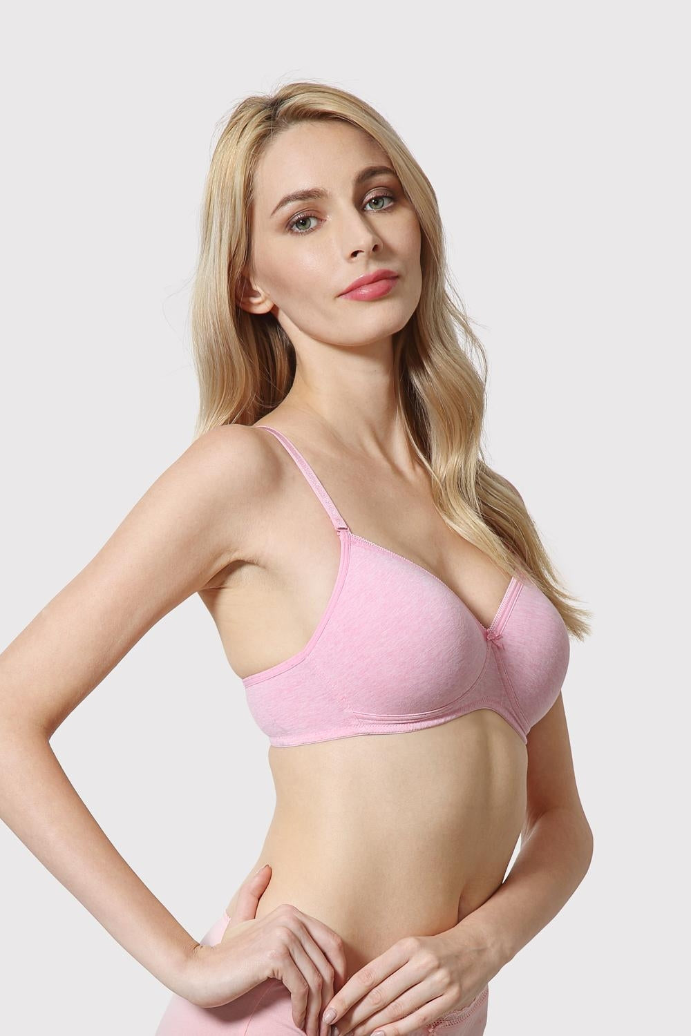 Women's Pink Solid Hook Bra