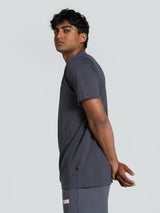 Mens Grey Casual Regular Half Sleeves Tshirt