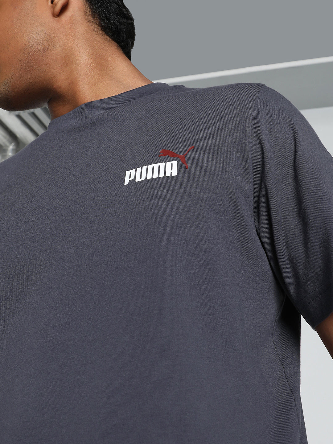 Mens Grey Casual Regular Half Sleeves Tshirt