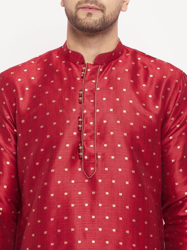 Men's Maroon Festive Ethnic Full Sleeves Kurta