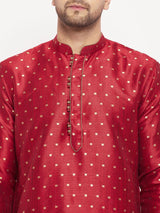 Men's Maroon Festive Ethnic Full Sleeves Kurta