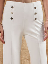 Women's White Casual Solid Fit & Flared Pants