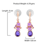 Rosegold Plated Floral Charms Purple Dangle Earrings for Girls and Women