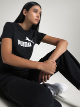 Womens Black Casual Regular Half Sleeves Tshirt