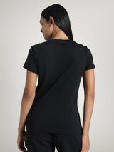 Womens Black Casual Regular Half Sleeves Tshirt