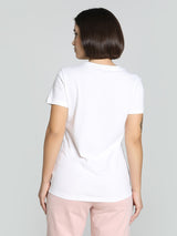 Womens White Casual Regular Half Sleeves Tshirt