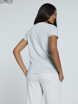 Womens Grey Casual Regular Half Sleeves Tshirt
