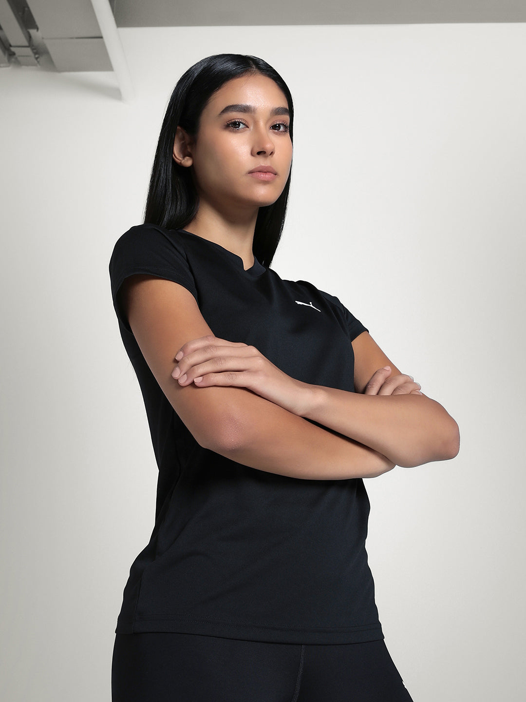Womens Black Casual Regular Half Sleeves Tshirt
