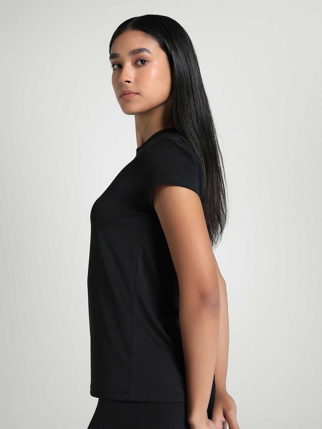 Womens Black Casual Regular Half Sleeves Tshirt