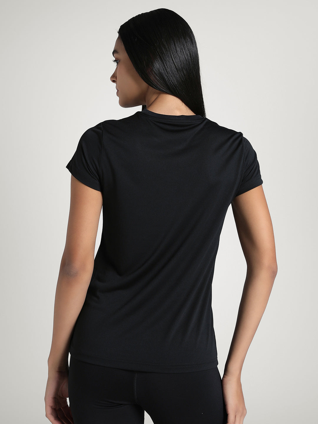 Womens Black Casual Regular Half Sleeves Tshirt