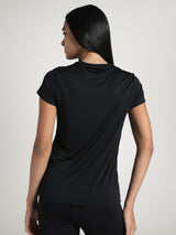 Womens Black Casual Regular Half Sleeves Tshirt