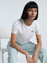 Womens White Casual Regular Half Sleeves Tshirt