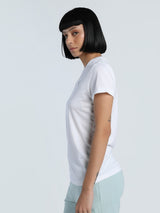 Womens White Casual Regular Half Sleeves Tshirt