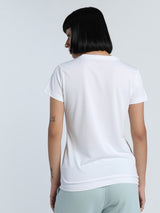 Womens White Casual Regular Half Sleeves Tshirt