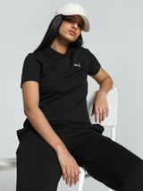 Womens Black Casual Regular Half Sleeves Tshirt