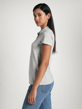 Womens Grey Casual Regular Half Sleeves Polo Tshirt
