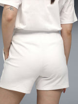 Womens White Casual Regular Solid Above Knee Short