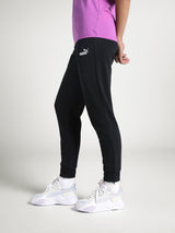 Womens Black Casual Regular Solid Track Pant