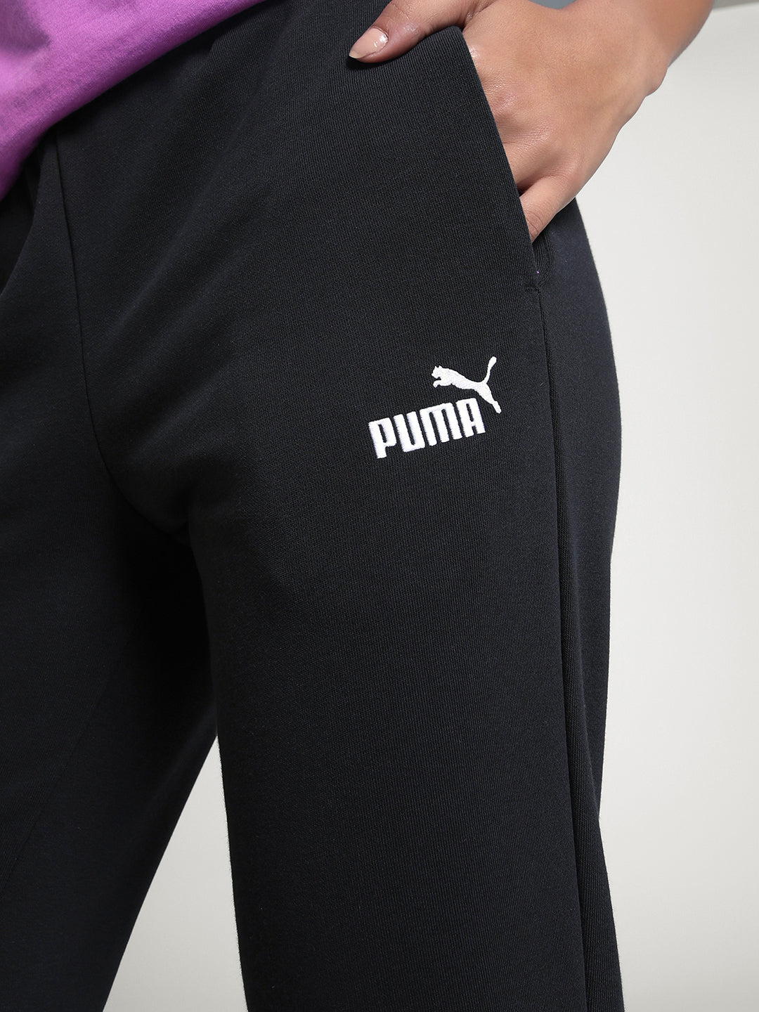 Womens Black Casual Regular Solid Track Pant
