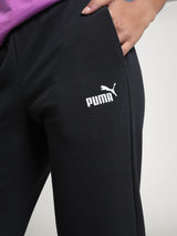 Womens Black Casual Regular Solid Track Pant