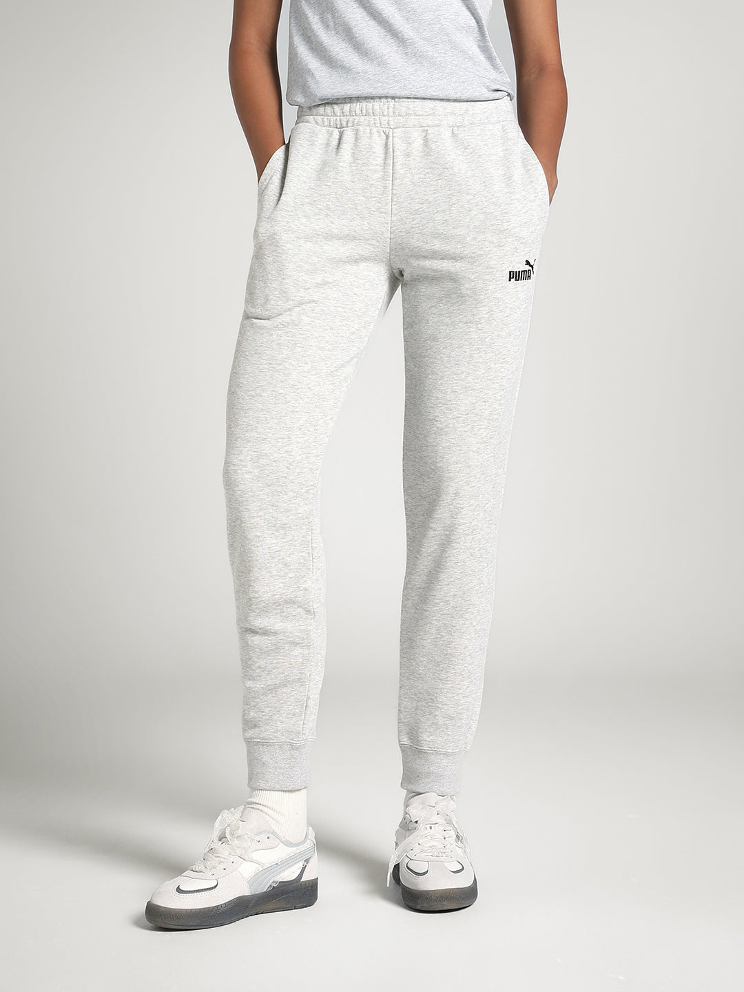 Womens Grey Casual Regular Solid Track Pant