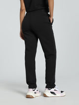 Women Black Casual Regular Solid Track Pant