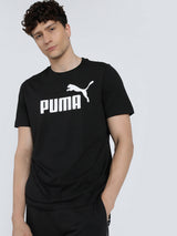 Mens Black Casual Regular Half Sleeves Tshirt