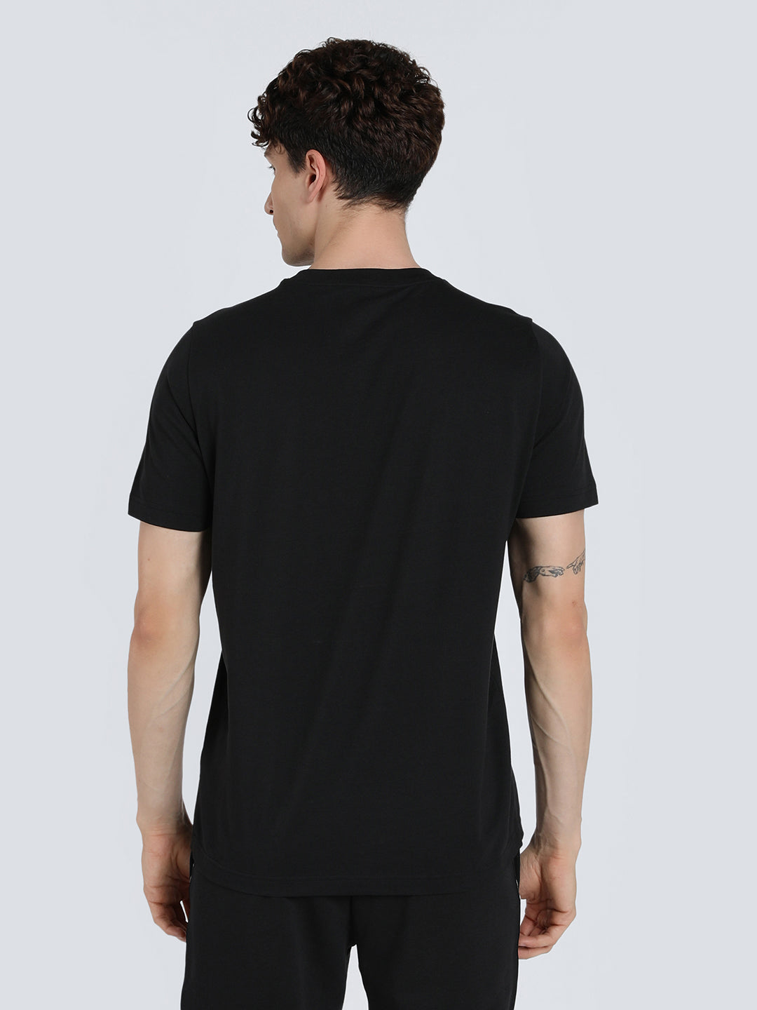 Mens Black Casual Regular Half Sleeves Tshirt