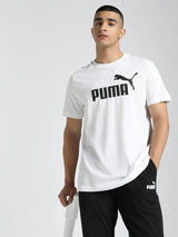Mens White Casual Regular Half Sleeves Tshirt
