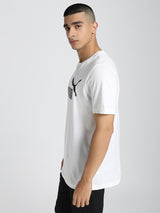 Mens White Casual Regular Half Sleeves Tshirt