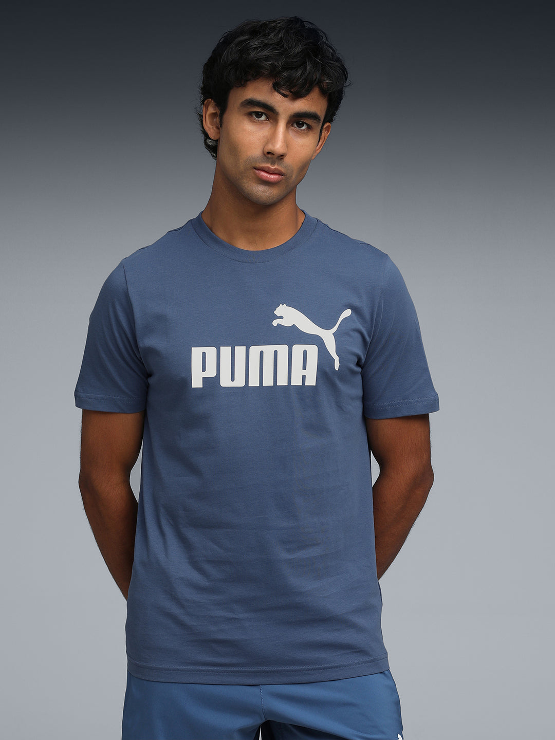 Mens Blue Casual Regular Half Sleeves Tshirt
