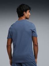 Mens Blue Casual Regular Half Sleeves Tshirt