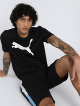Mens Black Casual Regular Half Sleeves Tshirt