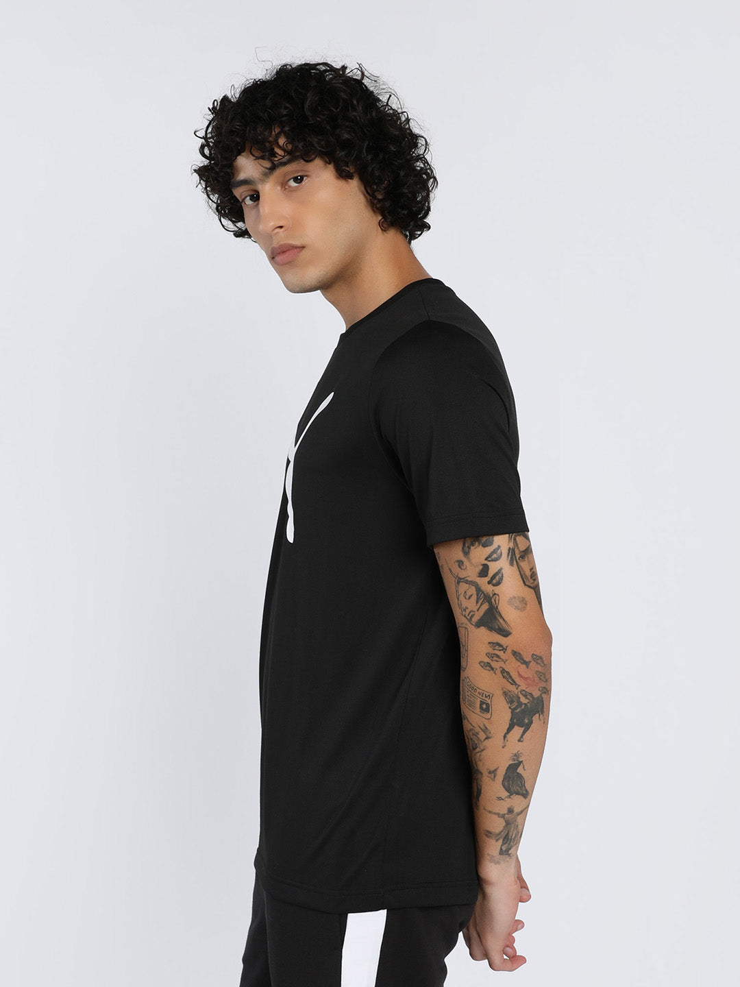 Mens Black Casual Regular Half Sleeves Tshirt