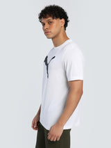 Mens White Casual Regular Half Sleeves Tshirt