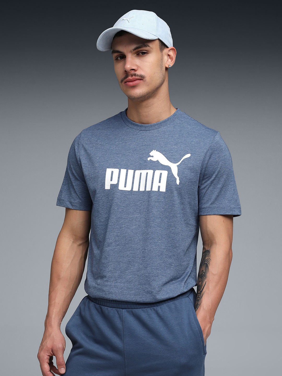 Mens Blue Casual Regular Half Sleeves Tshirt
