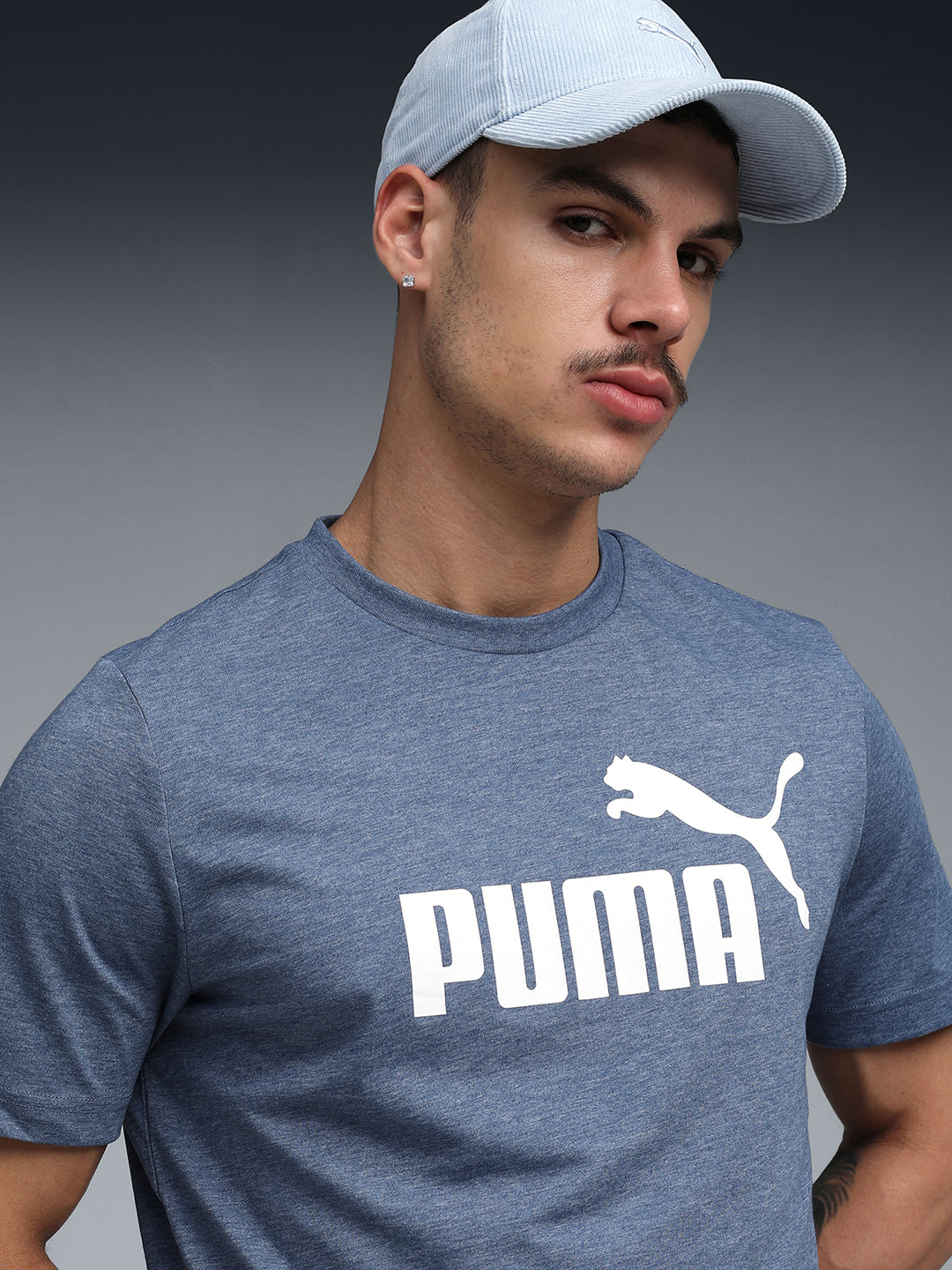 Mens Blue Casual Regular Half Sleeves Tshirt