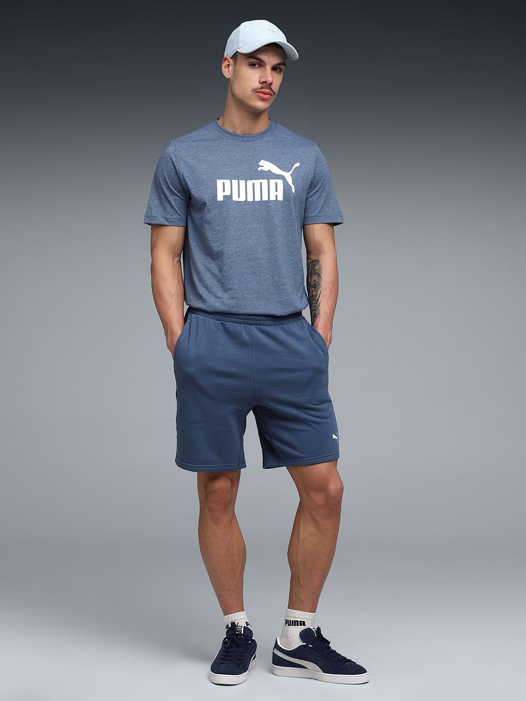 Mens Blue Casual Regular Half Sleeves Tshirt