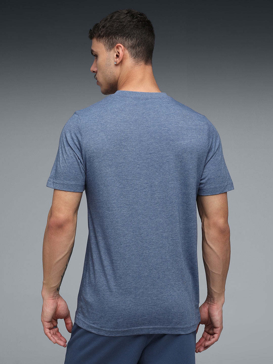 Mens Blue Casual Regular Half Sleeves Tshirt