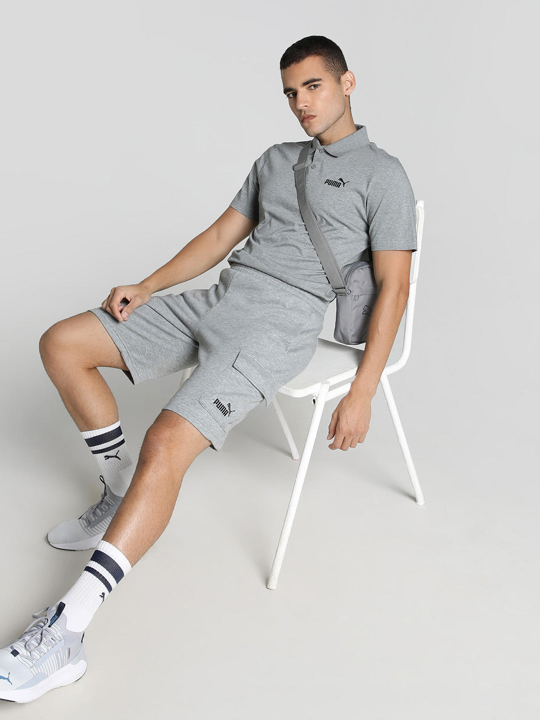 Mens Grey Casual Regular Tshirt