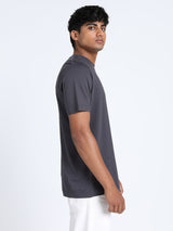 Mens Grey Casual Regular Fit Half Sleeves Tshirt