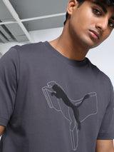 Mens Grey Casual Regular Fit Half Sleeves Tshirt