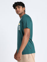 Mens Green Casual Regular Fit Half Sleeves Tshirt