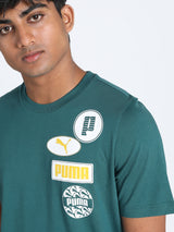 Mens Green Casual Regular Fit Half Sleeves Tshirt