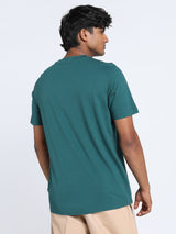 Mens Green Casual Regular Fit Half Sleeves Tshirt