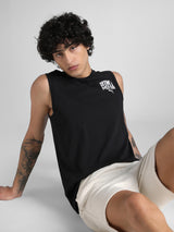 Mens Black Casual Regular Fit Sleeveless Tshirt