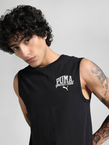 Mens Black Casual Regular Fit Sleeveless Tshirt