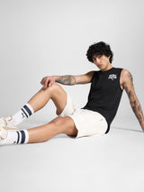 Mens Black Casual Regular Fit Sleeveless Tshirt